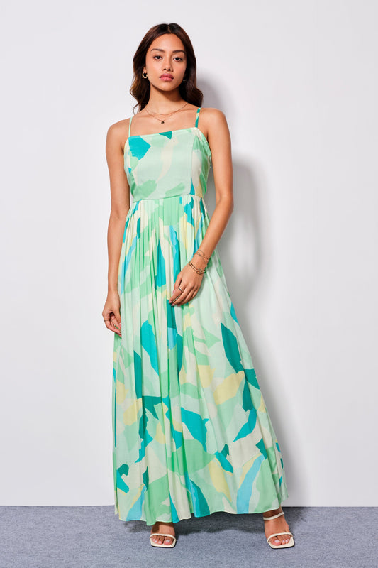 Hues So Blue Flared Modal Maxi Dress