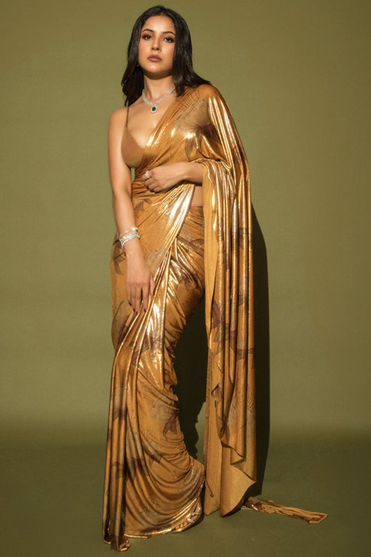 Ochre Masakali Digital Printed Saree Set